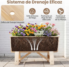 Conjunto de 2 vasos de madeira de abeto em forma de meio barril com orifícios de drenagem para flores e vegetais, para interior e exterior, acabamento