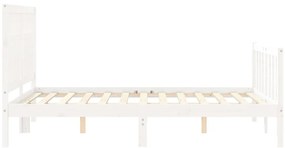 Cama sem colchão 140x190 cm madeira de pinho maciça branco
