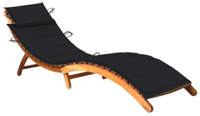 vidaXL Espreguiçadeira de jardim com almofadão madeira acácia maciça