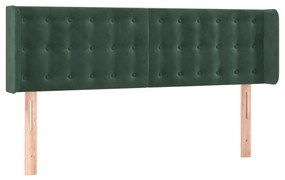 Cabeceira cama c/ luzes LED veludo 147x16x78/88 cm verde-escuro