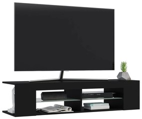 Móvel de TV com luzes LED 135x39x30 cm preto