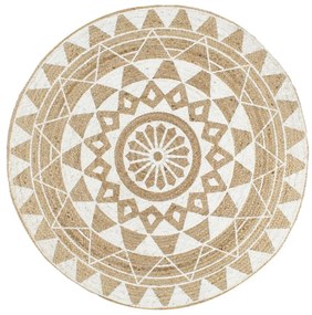 vidaXL Tapete artesanal em juta com impressão a branco 90 cm