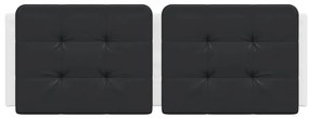 Almofadão de cabeceira 140 cm couro artificial preto e branco