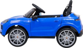 Carro elétrico para Crianças 2 a 5 anos 12V Porsche Cayenne, Rodas de espuma EVA, Controlo Remoto, assento Couro ecológico preto Azul