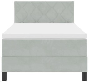 Cama com Box Spring e Colchão vidaXL Cinza Claro 90x200 cm Veludo