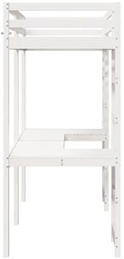 Cama alta sem colchão 75x190 cm pinho maciço branco