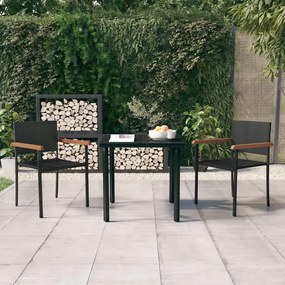 vidaXL 3 pcs conjunto de jantar para jardim preto