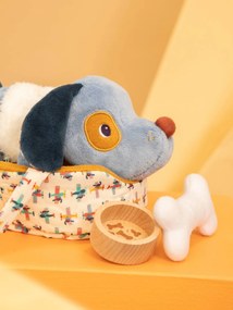 Peluche de animal e o seu cesto LILLIPUTIENS azul