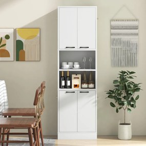 Armário de cozinha com portas e estantes 56 x 30 x 190 cm Branco