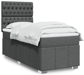Cama com molas/colchão 90x190 cm tecido cinza-escuro