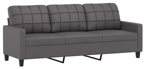 4 pcs conjunto de sofás c/ almofadões couro artificial cinzento
