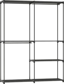 HOMCOM Armário de Armazenamento Armário Portátil com 3 Barras de Suspensão e 4 Prateleiras 142x43x185 cm Preto | Aosom Portugal