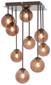 Plafond de design bronze com vidro bronze 9 luzes - Athens Design