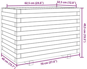 Vaso/floreira de jardim 70x40x49,5 cm pinho maciço branco