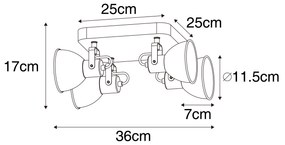 Spot industrial preto com madeira inclinável 4-light - Tommy Industrial