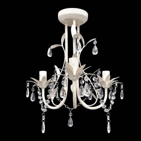 Candelabro com Cristais Pendente Elegante em branco