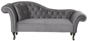 Chaise-longue em veludo cinzento apoio esquerdo LATTES Beliani