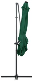 Guarda-sol cantilever c/ luzes LED e poste aço 250x250 cm verde