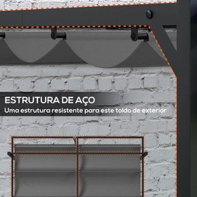 Pérgola 3x4 Pérgola de Jardim com Teto Retrátil de Poliéster e 12 Orif