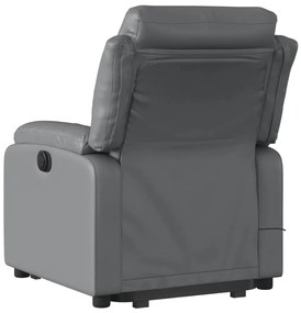 Poltrona massagens reclinável elevatória couro artif. cinzento