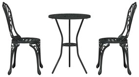 Conjunto de Jardim bistrô de 3 Peças vidaXL Preto em Alumínio Fundido