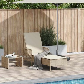 vidaXL Espreguiçadeira Bege e creme Vime PE 157 x 55 x 92 cm Dobrável