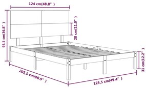 Cama sem colchão 120x200 cm madeira de pinho maciça branco