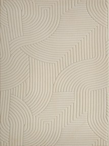 Tapete Sala de Estar 160x120 cm Tapete Pelo Curto Estilo Moderno Base Antiderrapante Tecida à Máquina Creme