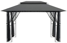 Gazebo com paredes laterais 400x300x270 cm aço antracite