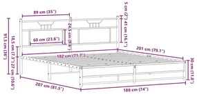 Estrutura de cama sem colchão 180x200cm metal carvalho fumado