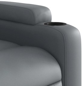 Poltrona de massagens reclinável couro artificial cinzento