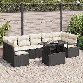 Conjunto de Sofá de Jardim de 8 Peças com Almofadas Rattan Poliéster P