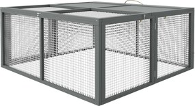 Gaiola dobrável para coelhos com pega na parte superior que se abre, para 2 a 3 coelhos ou porquinhos-da-índia, 110 x 105 x 50 cm, cinzenta