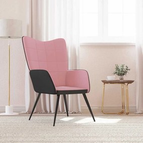 vidaXL Cadeira de descanso PVC e veludo rosa