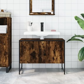 Armário lavatório WC 80x33x60 cm deriv. madeira carvalho fumado