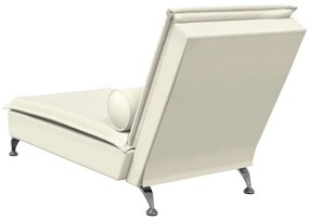 Chaise lounge de massagem com rolo veludo creme