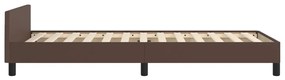 Estrutura de Cama Salu com Cabeceira em Couro Artificial Castanho - 80