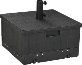 Outsunny Base para Chapéu de Sol  Exterior 3 em 1 Mesa Auxiliar Vaso com Drenagem Recarregável com Areia 80 kg Preto | Aosom Portugal