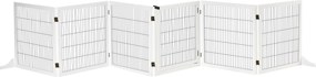 PawHut Barreira de Segurança para Cães de Madeira Dobrável para Cães Pequenos e Médios com 6 Painéis 432x36x70 cm Branco | Aosom Portugal