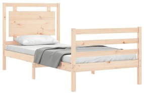 Estrutura de cama com cabeceira 100x200 cm madeira maciça