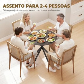Mesa de Jantar Redonda para 2 Pessoas (CADEIRAS NÃO INCLUIDAS)  com Pernas em Aço Cruzadas Ø80 x 75 cm, Castanho