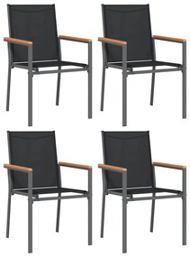 5 pcs conjunto de jantar para jardim textilene e aço preto