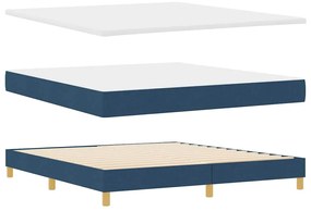 Cama Box Spring com Colchão &amp; LED Azul 180x200 cm Tecido