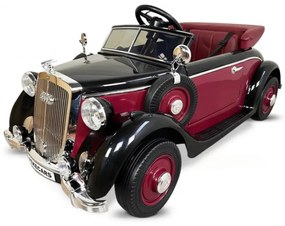 Carro elétrico para crianças Audi retro Horch 12V, Rodas de espuma, Assento de couro Vermelho e preto