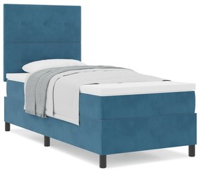 Cama Box com Colchão vidaXL Azul Escuro 80x200 cm Veludo