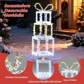 Conjunto de 3 caixas de presente de Natal pré-iluminadas com luzes LED brancas quentes e brancas frias multicoloridas