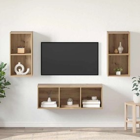 vidaXL Conjunto de Estantes para TV 3 pcs carvalho artisiano