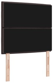 Cabeceira de LED Design Linhas Castanho Escuro 100 cm Tecido