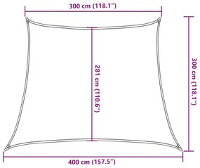 Para-sol estilo vela 160 g/m² 3/4x3 m PEAD cor creme