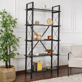 Estante Elysian – Preto Madeira – 90x180x33,5 cm